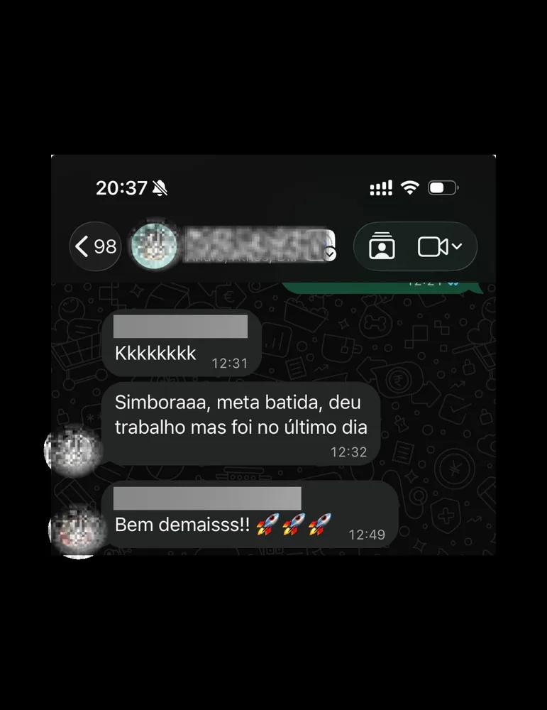 Print de conversa com cliente da ReAu comemorando resultados