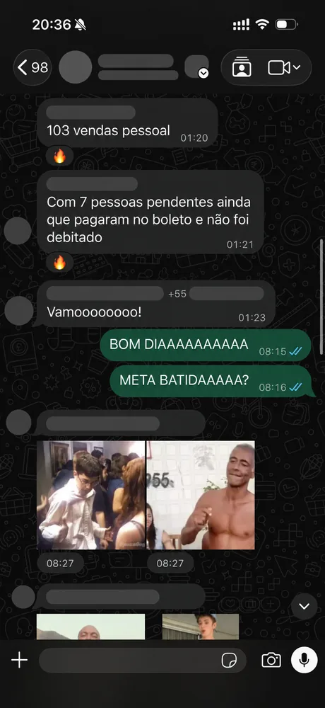 Print de conversa com cliente da ReAu comemorando resultados