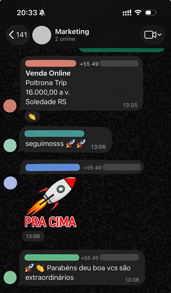 Print de conversa com cliente da ReAu comemorando resultados