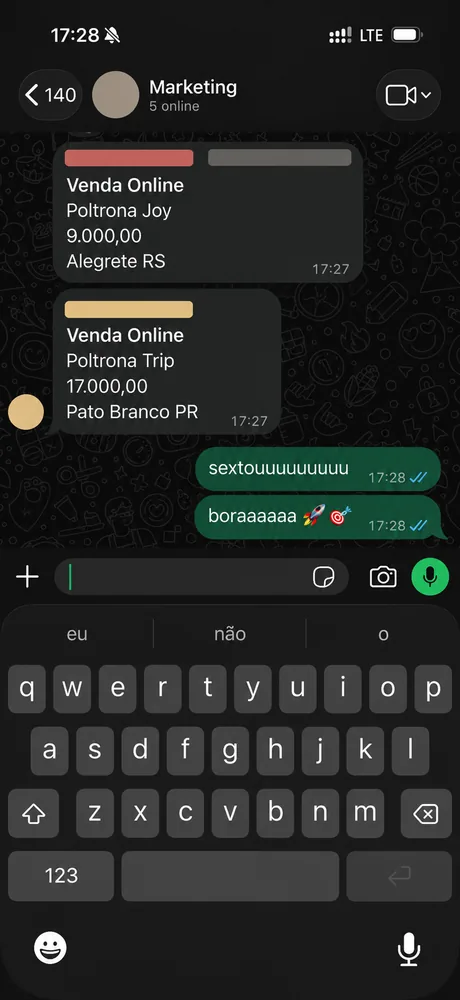 Print de conversa com cliente da ReAu comemorando resultados